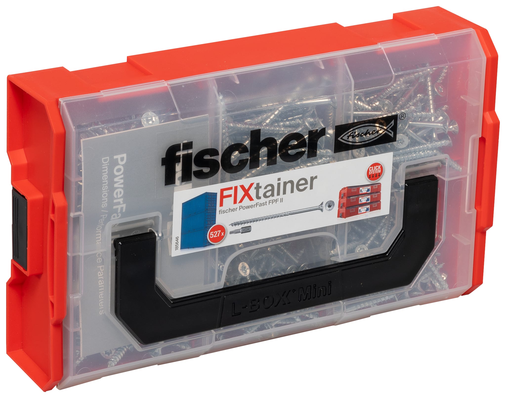 FISCHER - Fixtainer viti, tasselli, ganci in scatola pratica per comuni applicazioni e materiali da costruzione.