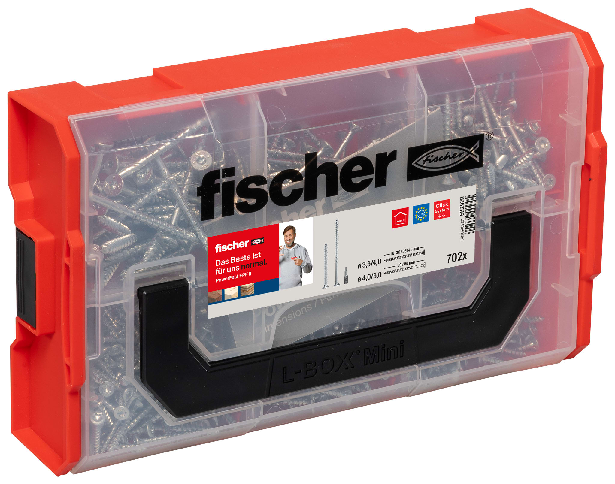 FISCHER - Fixtainer viti, tasselli, ganci in scatola pratica per applicazioni e materiali da costruzione comuni.