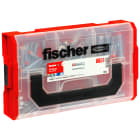 FISCHER - FixTainer DUOHM S TX: scatola pratica con tasselli, viti e ganci per applicazioni e materiali da costruzione comuni.
