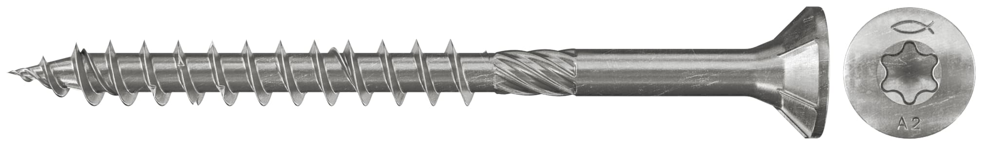 FISCHER - Vite fischer PowerFast FPF-ST 4,5x50 A2P 200 in acciaio inox A2, filettatura parziale, impronta torx, testa svasata per fissaggi legno.