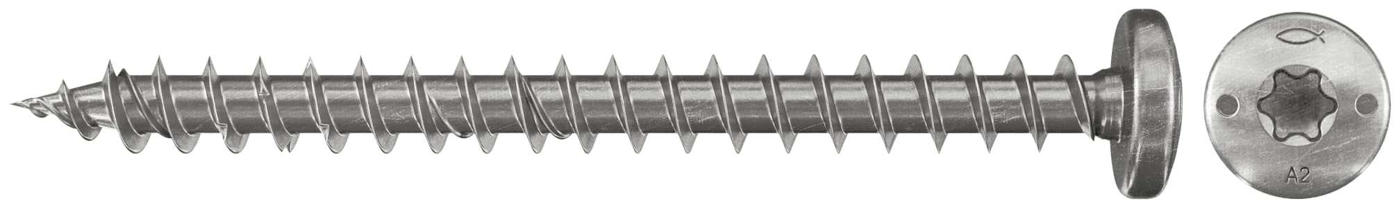 FISCHER - Vite fischer PowerFast FPF-PT 3,5x12 A2F in acciaio inox con filettatura totale e recesso stella, ideale per metallo-legno anche in ambienti umidi.