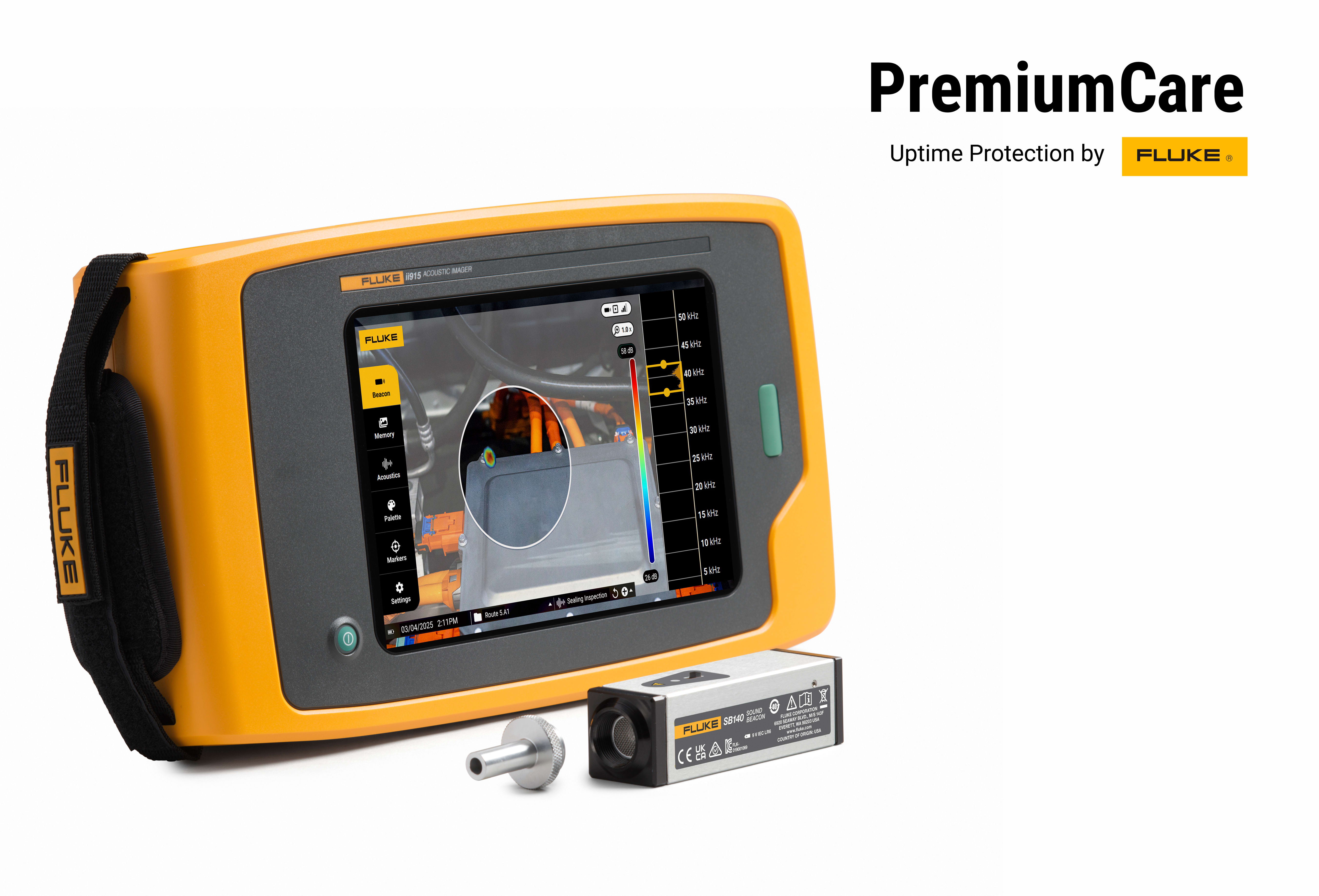 FLUKE - Telecamera acustica Fluke ii915 con 3 anni di Premium Care Standard e segnalatore acustico Fluke SB140