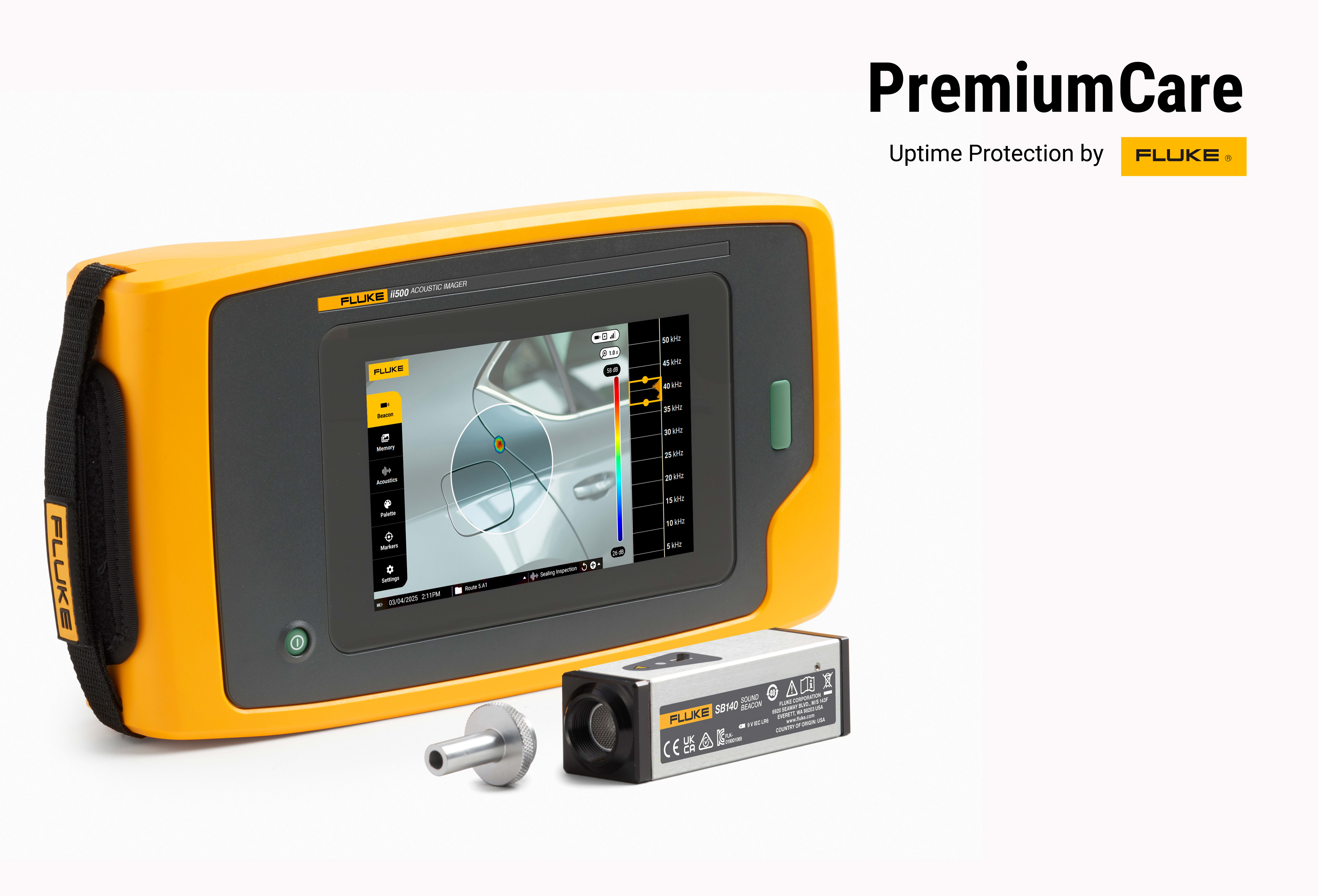 FLUKE - Telecamera acustica Fluke ii500 con 1 anno di Premium Care Standard e segnalatore acustico Fluke SB140