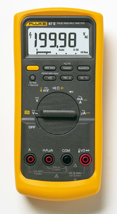 FLUKE - Fluke 87-5 Multimetro TRMS, 1000V, 10A AC/DC, 20000pt, banda 20kHz, retroilluminazione, temperatura