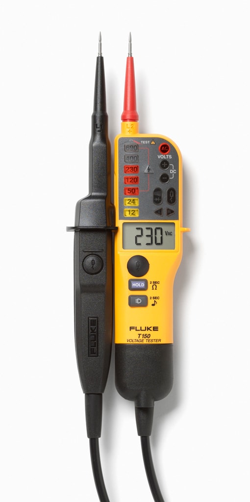 FLUKE - Fluke T150 Tester a due poli per continuità, tensione, rotazione fasi, torcia, resistenza, display LCD 4016977