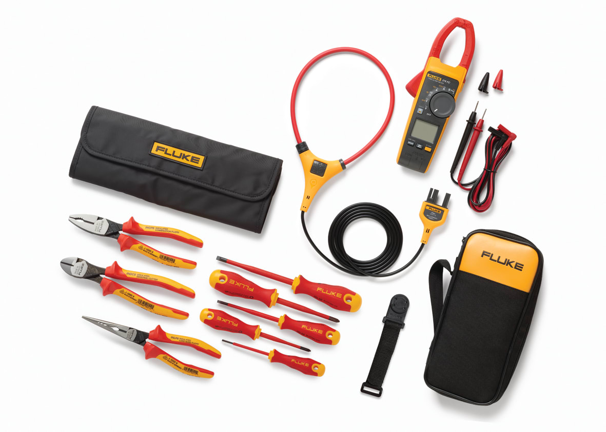 FLUKE - IB376K Multimetro a pinza Fluke 376 FC + Starter kit con utensili manuali isolati (5 cacciaviti isolati e 3 pinze isolate)