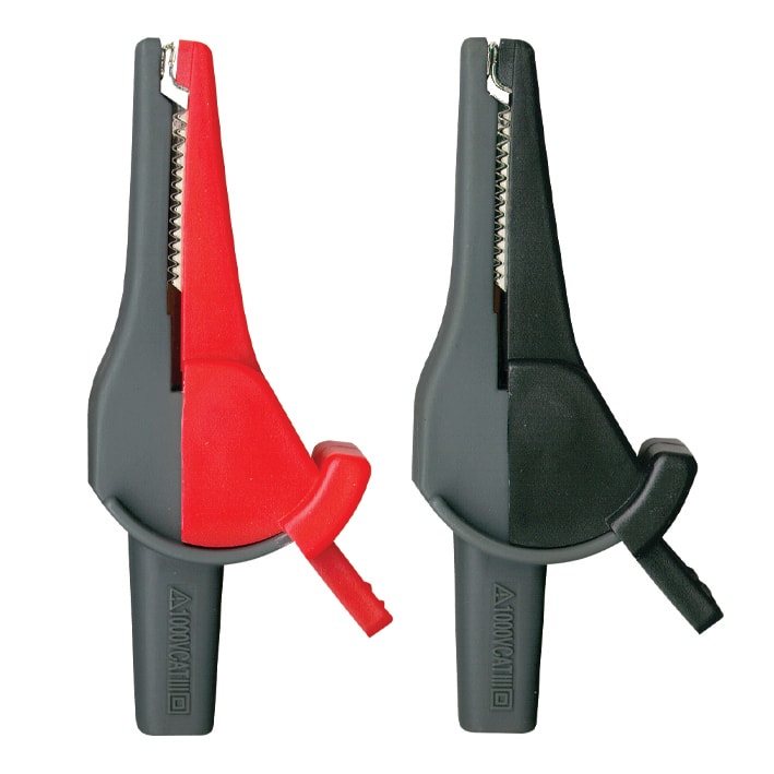 BEHA AMPROBE - 370012 PSK Set di 4 pinzette a coccodrillo, rossi/neri, 4 mm, CAT IV