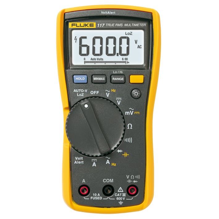 FLUKE - Fluke 117 Multimetro TRMS, 600V, 10A AC/DC, 6000pt, retroilluminazione, LoZ