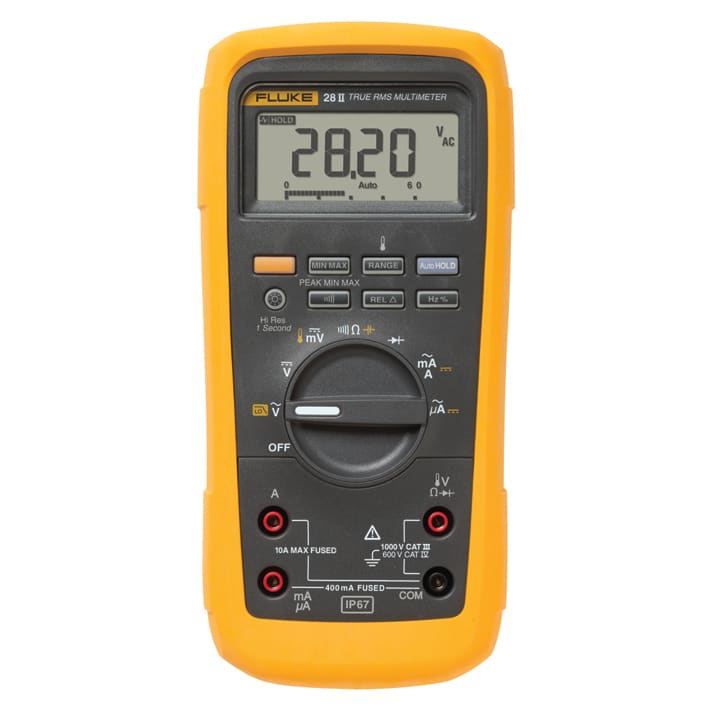 FLUKE - Fluke 28-II Multimetro TRMS, 1000V, 10 AC/DC, 20000pt, retroilluminazione, temperatura, IP67