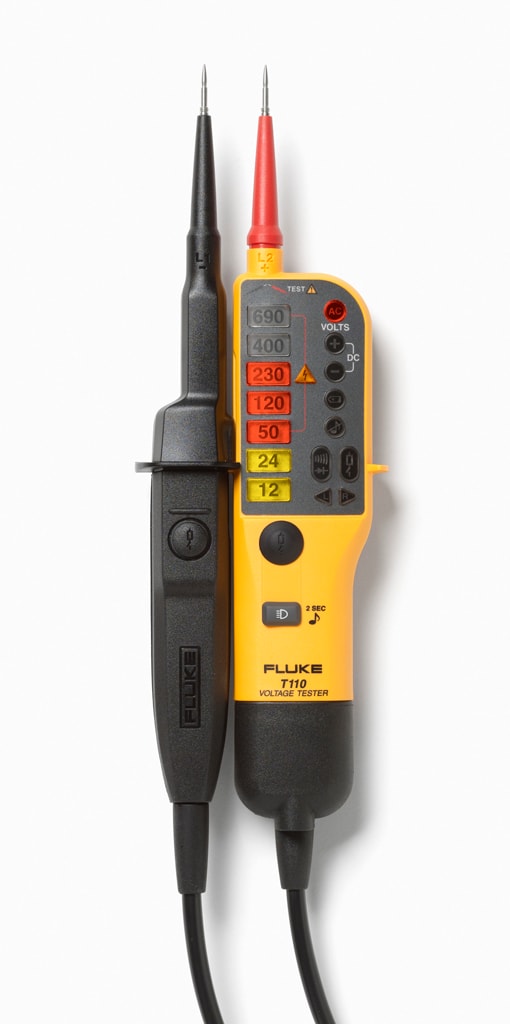 FLUKE - Fluke T110 Tester a due poli per continuità, tensione, rotazione fasi, torcia, indicatore LED