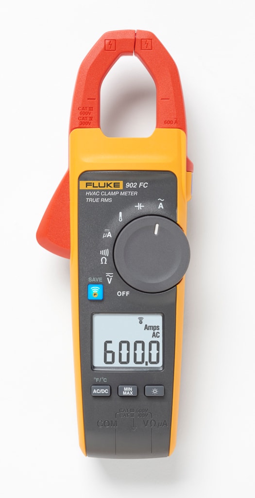 FLUKE - Fluke 902 Multimetro a pinza TRMS 200uA DC, 600A AC, 600V AC/DC, temperatura, per HVAC, Fluke Connect