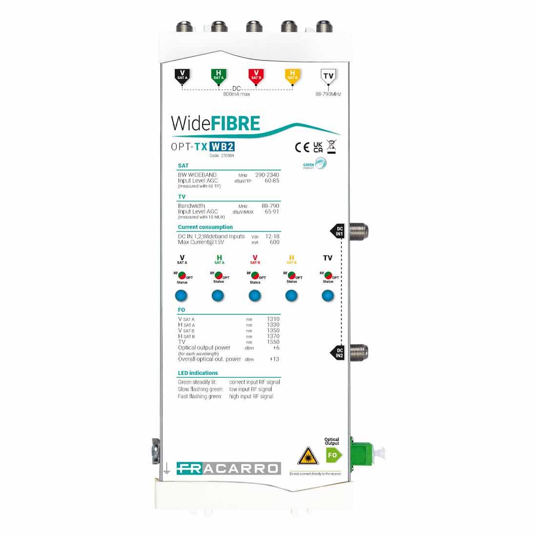 FRACARRO RADIOINDUSTRIE - OPT-TX WB2 TX OTTICO WB2 (2 SAT+TV) 270904