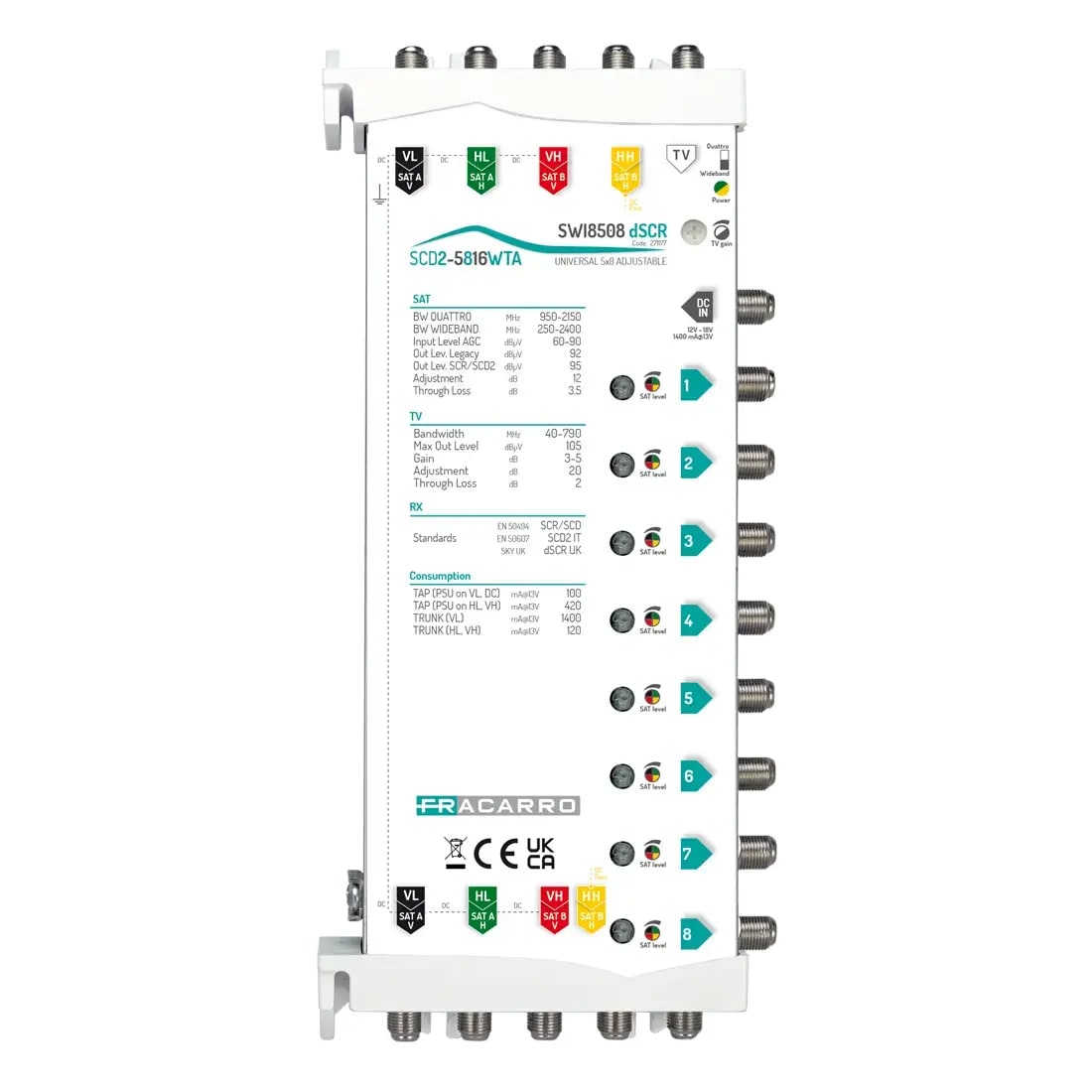 FRACARRO RADIOINDUSTRIE - SWI8508 DSCR UK MSW SCD2-5816W TV ADJ UK