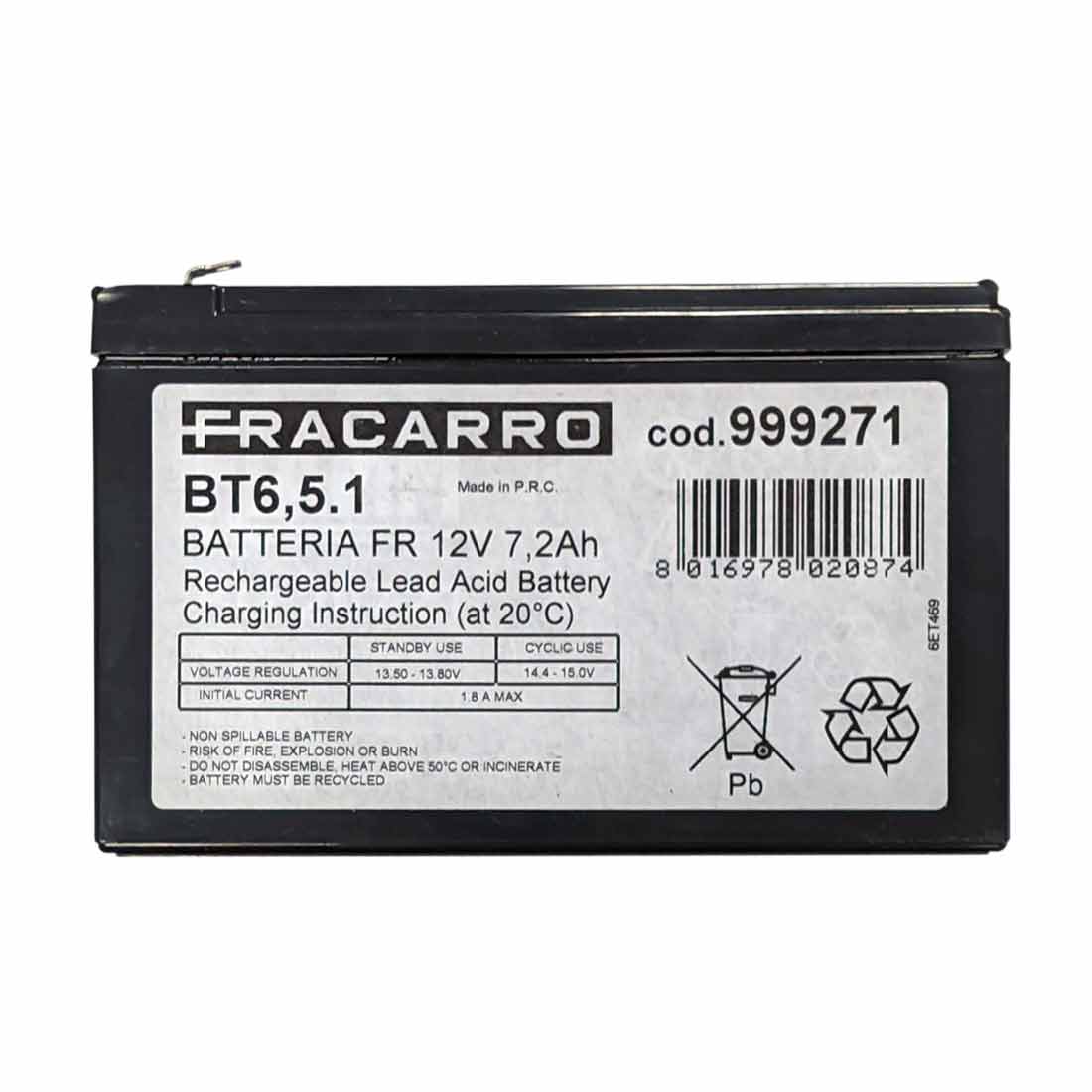 FRACARRO RADIOINDUSTRIE - BT6,5.1 BATT.FR 12V 7AH