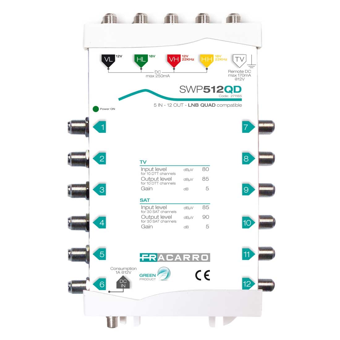 FRACARRO RADIOINDUSTRIE - SWP512QD MSW COMP. 5IN 12OUT QUAD 271165