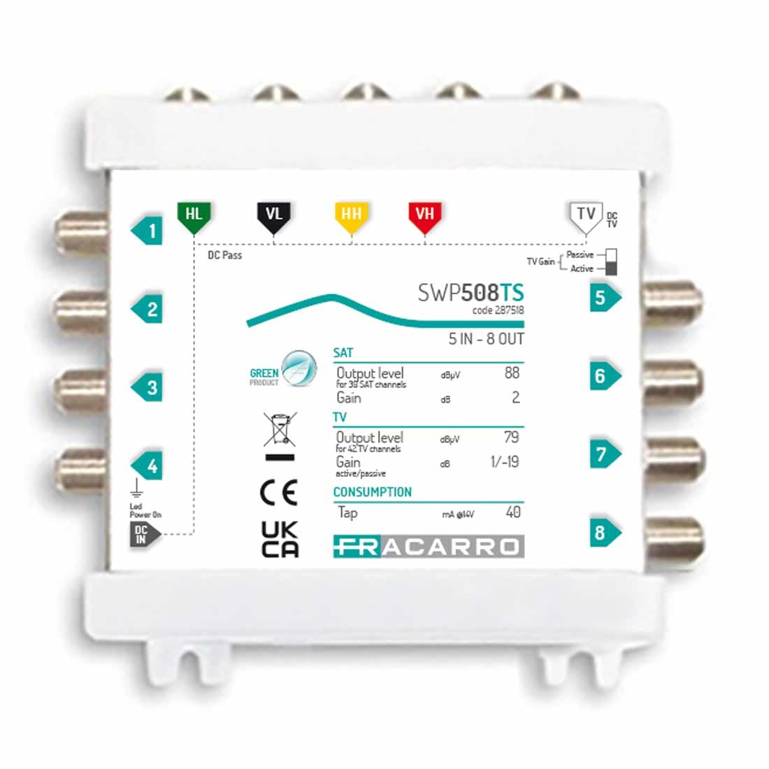 FRACARRO RADIOINDUSTRIE - SWP508TS MSW COMP 5IN 8OUT TV A/P