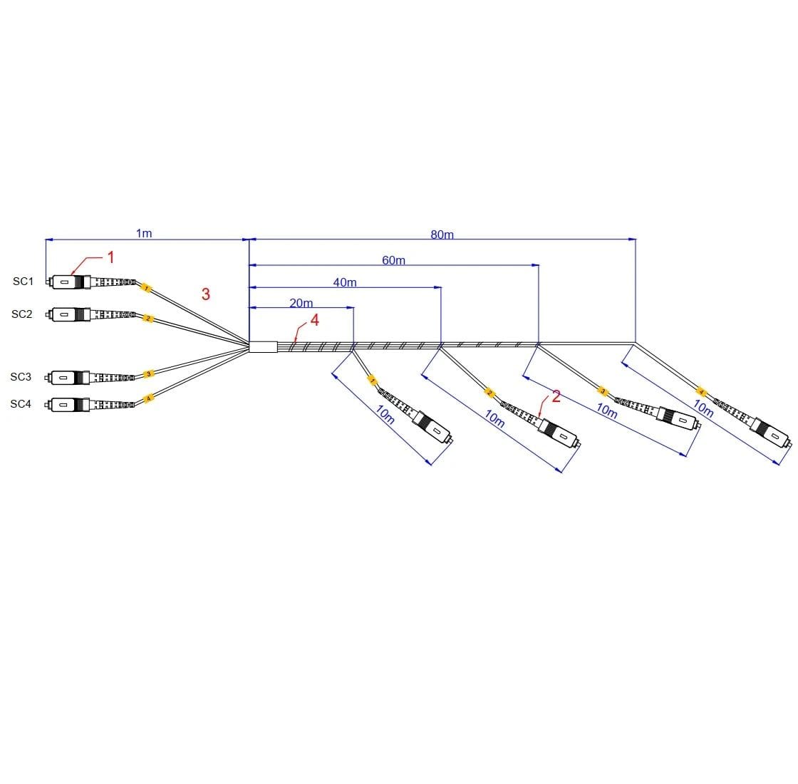 FRACARRO RADIOINDUSTRIE - OPC4I90C-SA-P CAVO 4 FO 90M IN ST