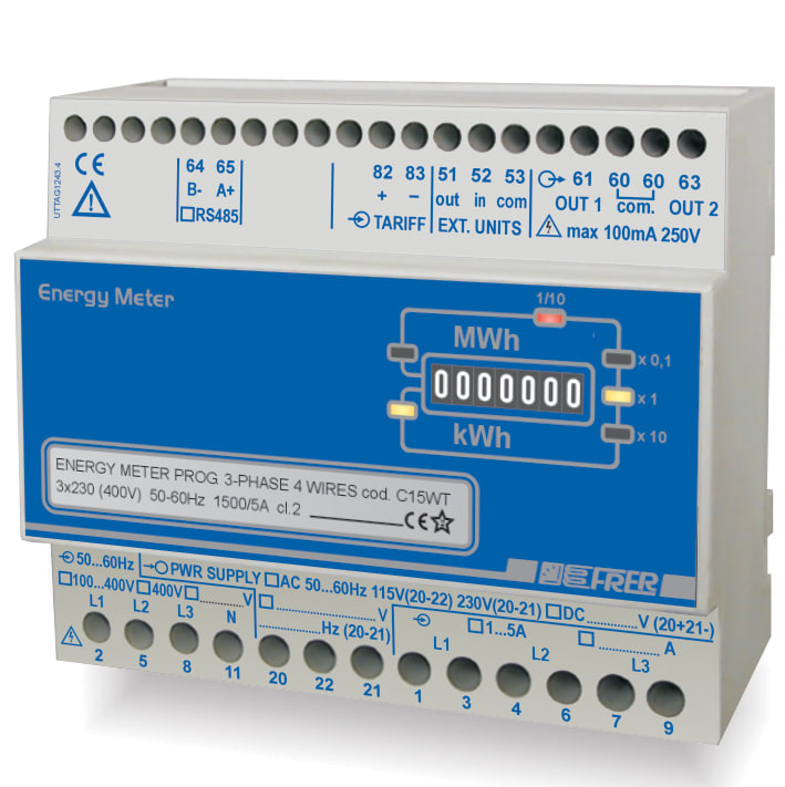 FRER - KWH PROG 3-PHASE 3/4W 400V 5A PULSE OUT