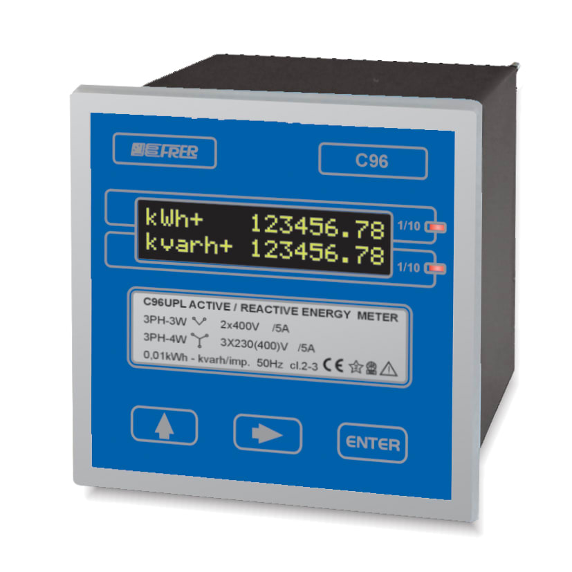 FRER - KWH 96X96 LCD PRG 3WBAL 400V 5A GW 2OUT