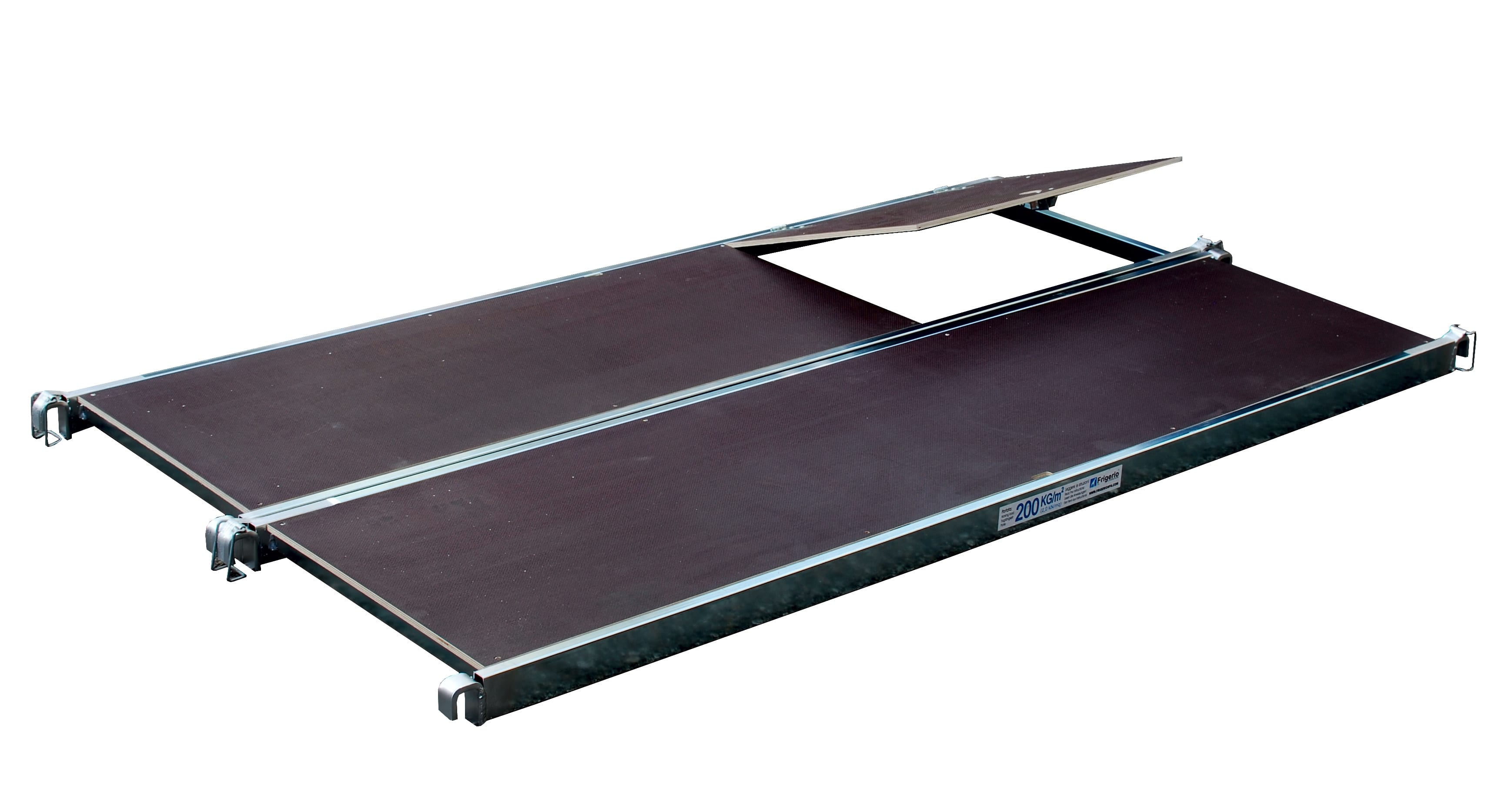 FRIGERIO CARPENTERIE - Piano in ferro e supporto in legno per esposizione.