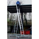 FRIGERIO CARPENTERIE - Scala aerea 3pz con base, livello e pianetto 18+18 gradini.