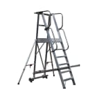 FRIGERIO CARPENTERIE - Scala palco professionale con piattaforma lavabile e staffe antiscivolo 6 gradini.