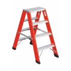 FRIGERIO CARPENTERIE - Sgabello pieghevole professionale con vetrina e 2 salite, barre incluse, 3g.