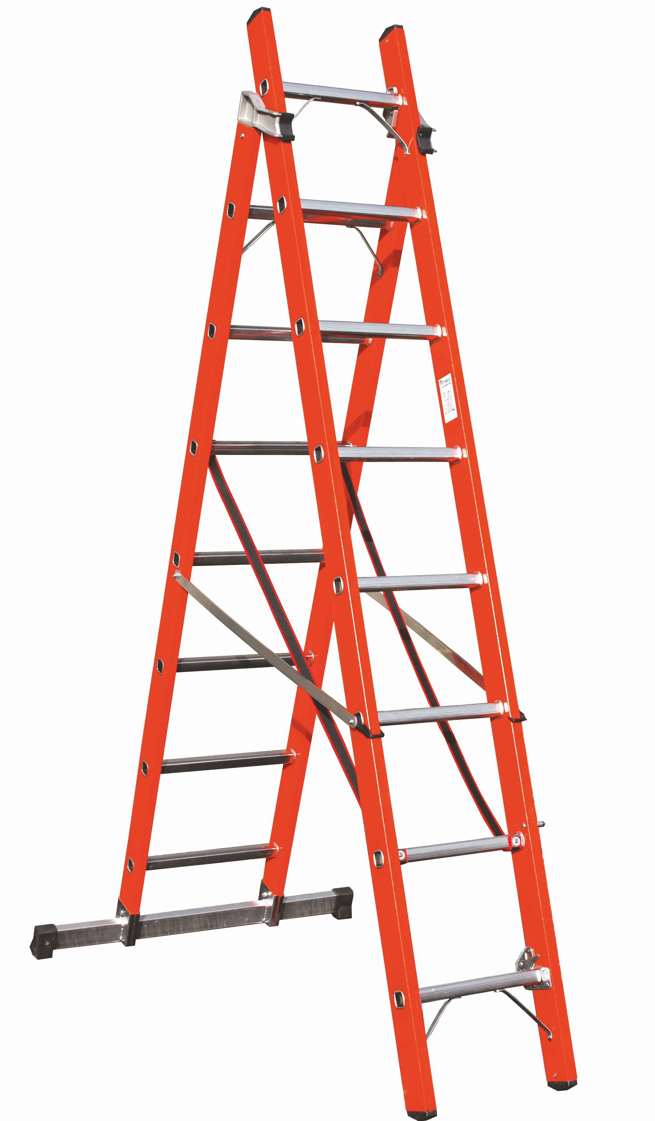 FRIGERIO CARPENTERIE - Scala multifunzione professionale per vetro 2 pezzi manuale 8+8 gradini.