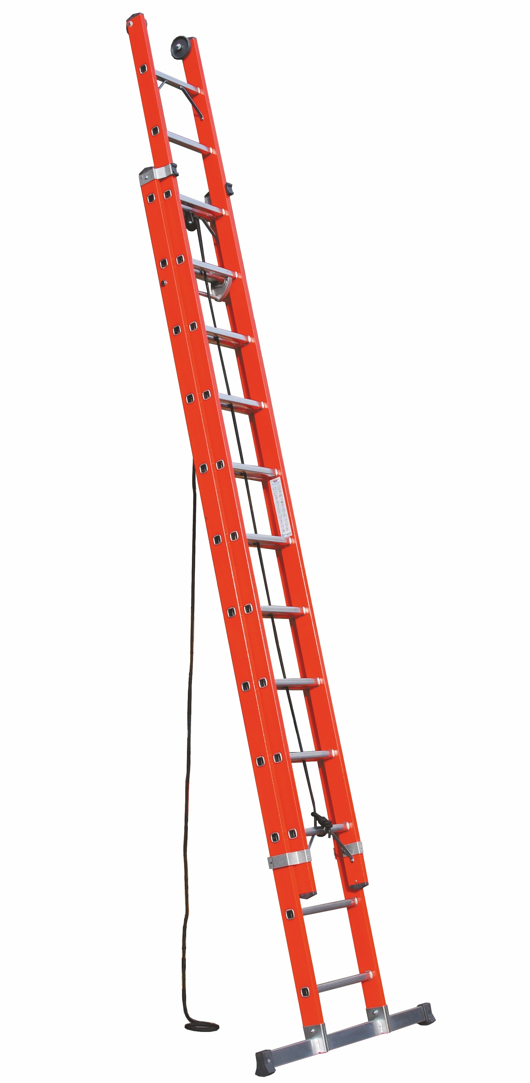 FRIGERIO CARPENTERIE - Scala appoggio professionale per vetro 2 pezzi con fune e basamento 12 gradini.