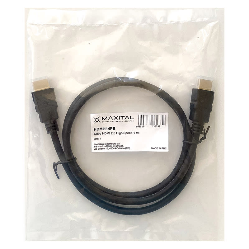 FTE MAXIMAL - HDMI114PB CAVO HDMI 2,0 HIGH SPEED 1 MT.