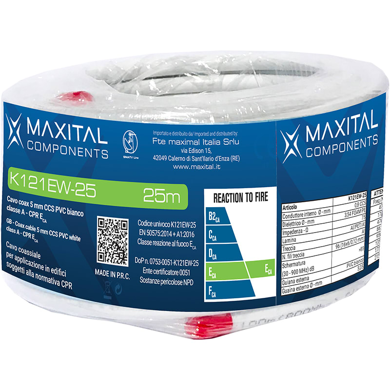 FTE MAXIMAL - K121EW-25 CAVO COAX 5MM PVC ECA 25MT