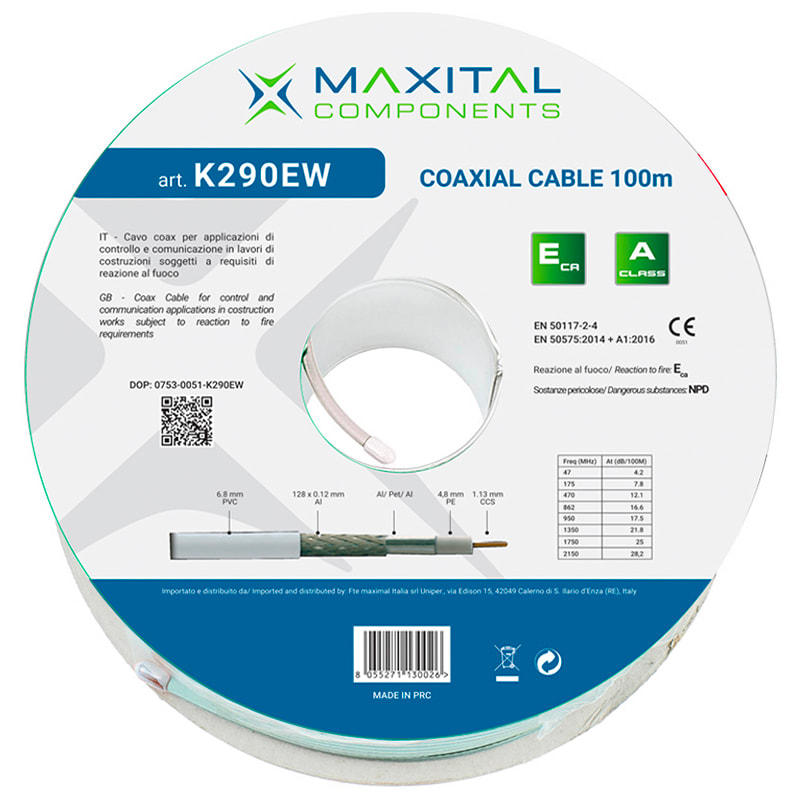FTE MAXIMAL - K290EW CAVO COAX 6,8MM PVC ECA 100MT.