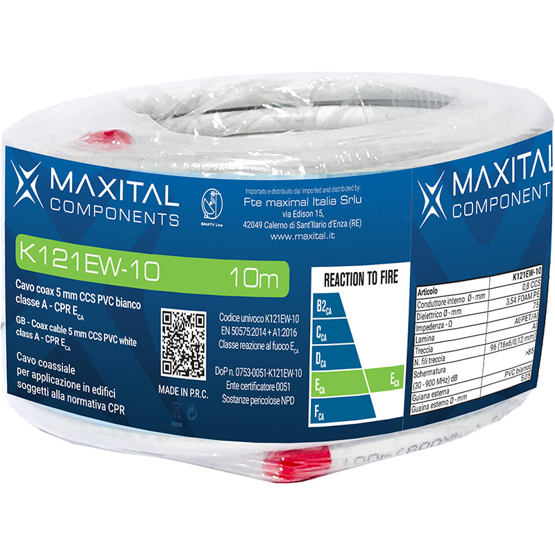 FTE MAXIMAL - K121EW-10 CAVO COAX 5MM PVC ECA 10MT. K121EW-10