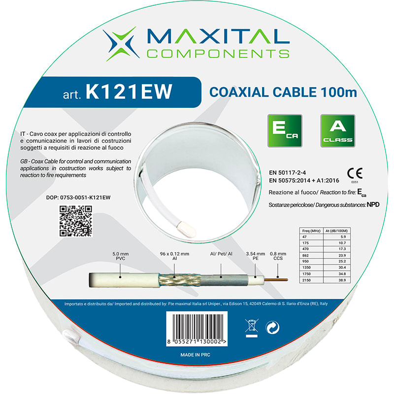 FTE MAXIMAL - K121EW CAVO COAX 5MM PVC ECA 100MT
