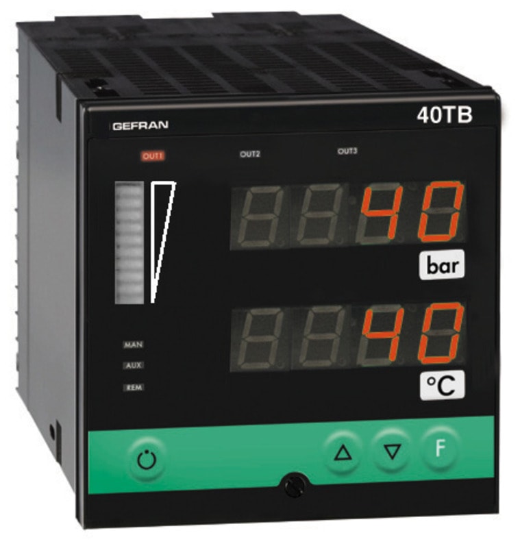 GEFRAN - Indicatore di Allarme per Ingressi in Temperatura e Pressione, Doppio Display 40TB-10-RRR-2-0-1.