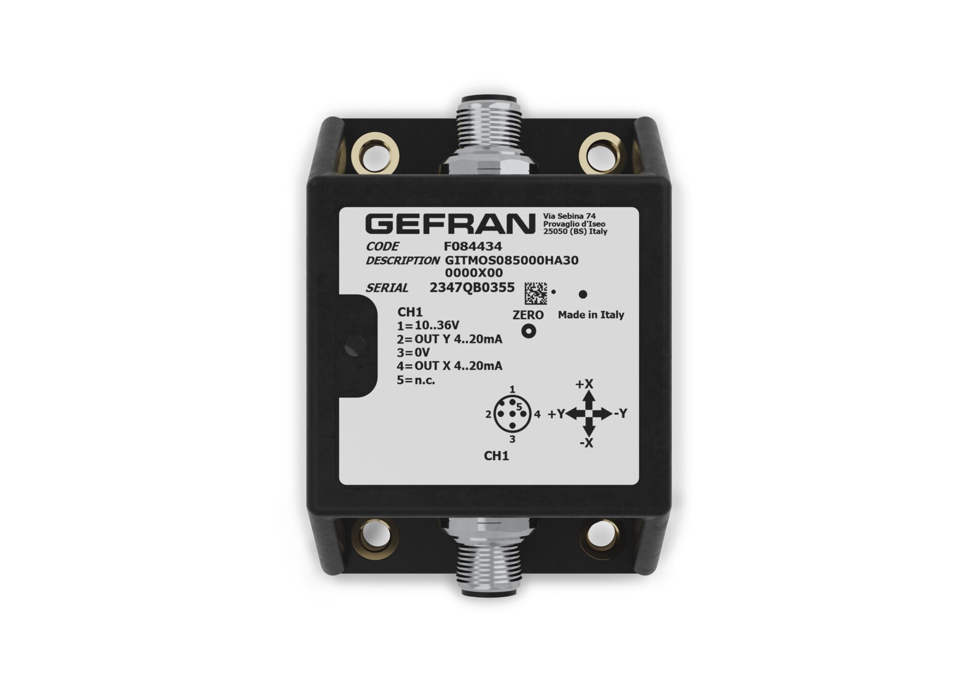 GEFRAN - Inclinometro top singolo doppio asse XY 360 GITMOR010010HA20 0000X00.