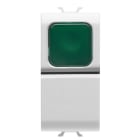 GEWISS - PULSANTE UNIPOLARE 250V ac - NA 16A - DIFFUSORE VERDE - 1 MODULO - BIANCO LUCIDO - CHORUSMART