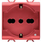 GEWISS - PRESA STANDARD ITALIANO/TEDESCO 250V ac - PER LINEE DEDICATE - 2P+T 16A BIVALENTE - P30-P17 - 2 MODULI - ROSSO - ANTIBATTERICO - CHORUSMART