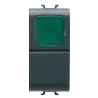 GEWISS - PULSANTE UNIPOLARE 250V ac - NA 16A - DIFFUSORE VERDE - 1 MODULO - NERO SATINATO - CHORUSMART