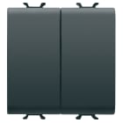 GEWISS - DEVIATORE+PULSANTE - 250V ac - MORSETTI CABLAGGIO RAPIDO - UNIPOLARE 16AX / UNIPOLARE NA 16A - TASTO NEUTRO - 2 MODULI - NERO SATINATO - CHORUSMART