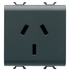GEWISS - PRESA STANDARD ARGENTINO 250V ac - 2P+T 10A - 2 MODULI - NERO SATINATO - CHORUSMART