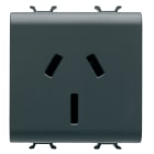 GEWISS - PRESA STANDARD AUSTRALIANO 250V ac - 2P+T 15A - 2 MODULI - NERO SATINATO - CHORUSMART