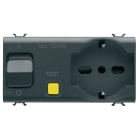 GEWISS - PRESA INTERBLOCCATA - 2P+T 16A - P40 - CON INTERRUTTORE MAGNETOTERMICO DIFFERENZIALE 1P+N 16A - 230V ac - 4 MODULI - NERO SATINATO - CHORUSMART