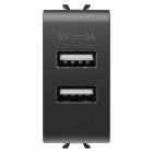 GEWISS - ALIMENTATORE USB - TIPO A+A - 3A - NERO SATINATO - 1 MODULO - CHORUSMART