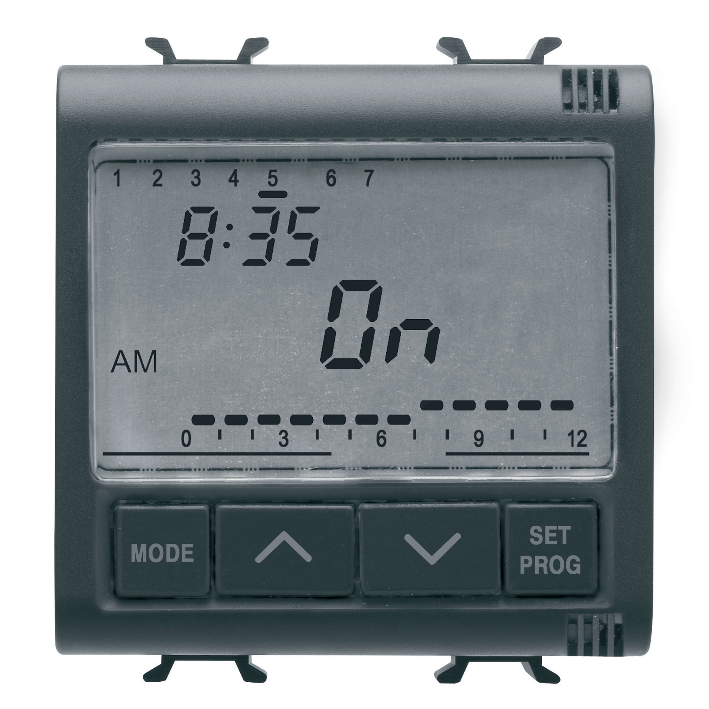 GEWISS - PROGRAMMATORE ELETTRONICO GIORNALIERO / SETTIMANALE 1 CANALE - 230V ac 50/60Hz - 2 MODULI - NERO SATINATO - CHORUSMART