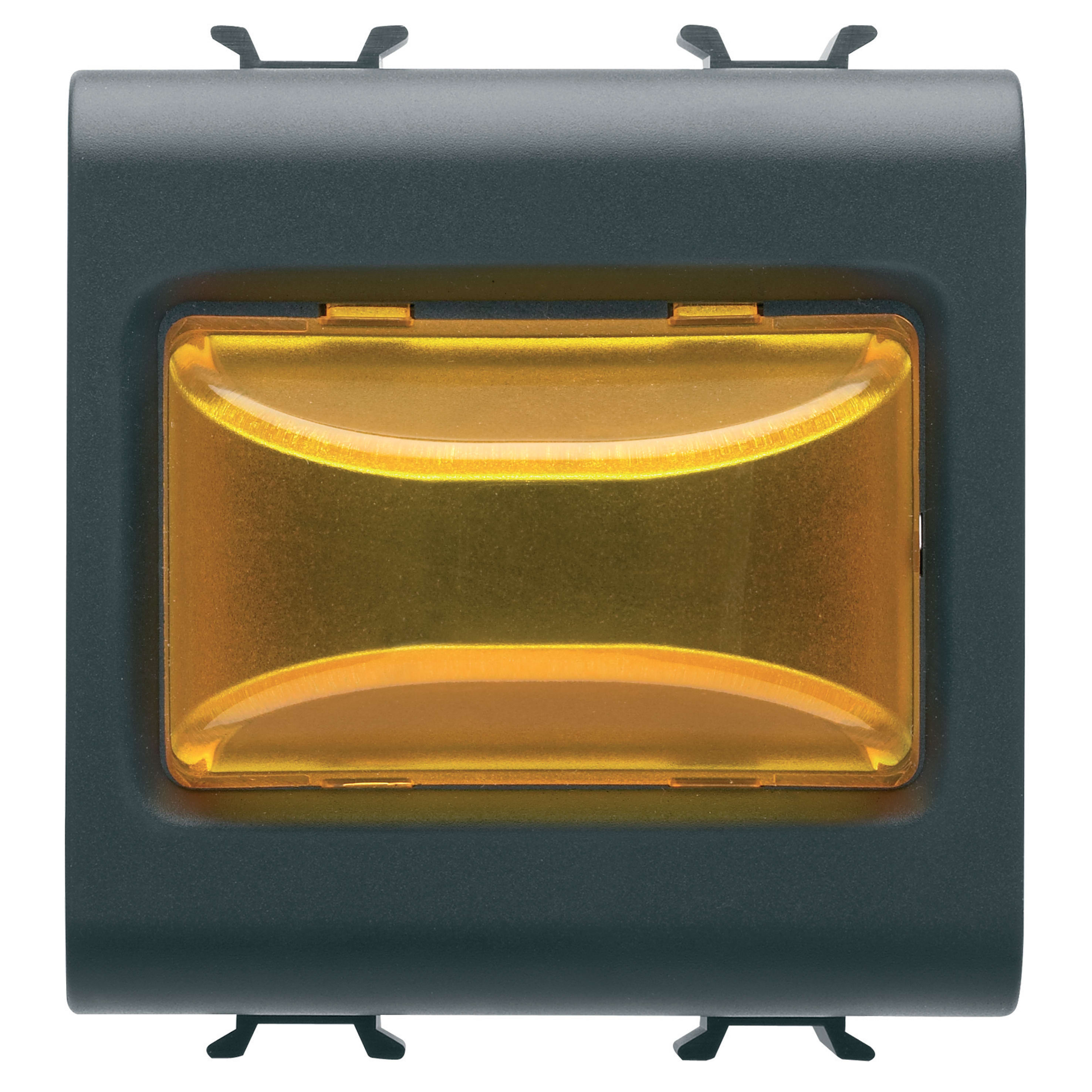 GEWISS - SPIA SPORGENTE - 12V ac/dc / 230V ac 50/60 Hz - AMBRA - 2 MODULI - NERO SATINATO - CHORUSMART