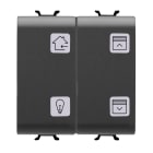 GEWISS - PULSANTIERA CON SIMBOLI INTERCAMBIABILI - KNX - 4 CANALI - 2 MODULI - NERO - CHORUSMART