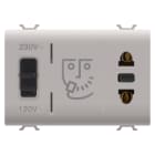 GEWISS - PRESA PER RASOIO STANDARD EUROAMERICANO CON TRASFORMATORE DI ISOLAMENTO - 230V ac - 50/60 Hz - 3 MODULI - NATURAL BEIGE SATINATO - CHORUSMART