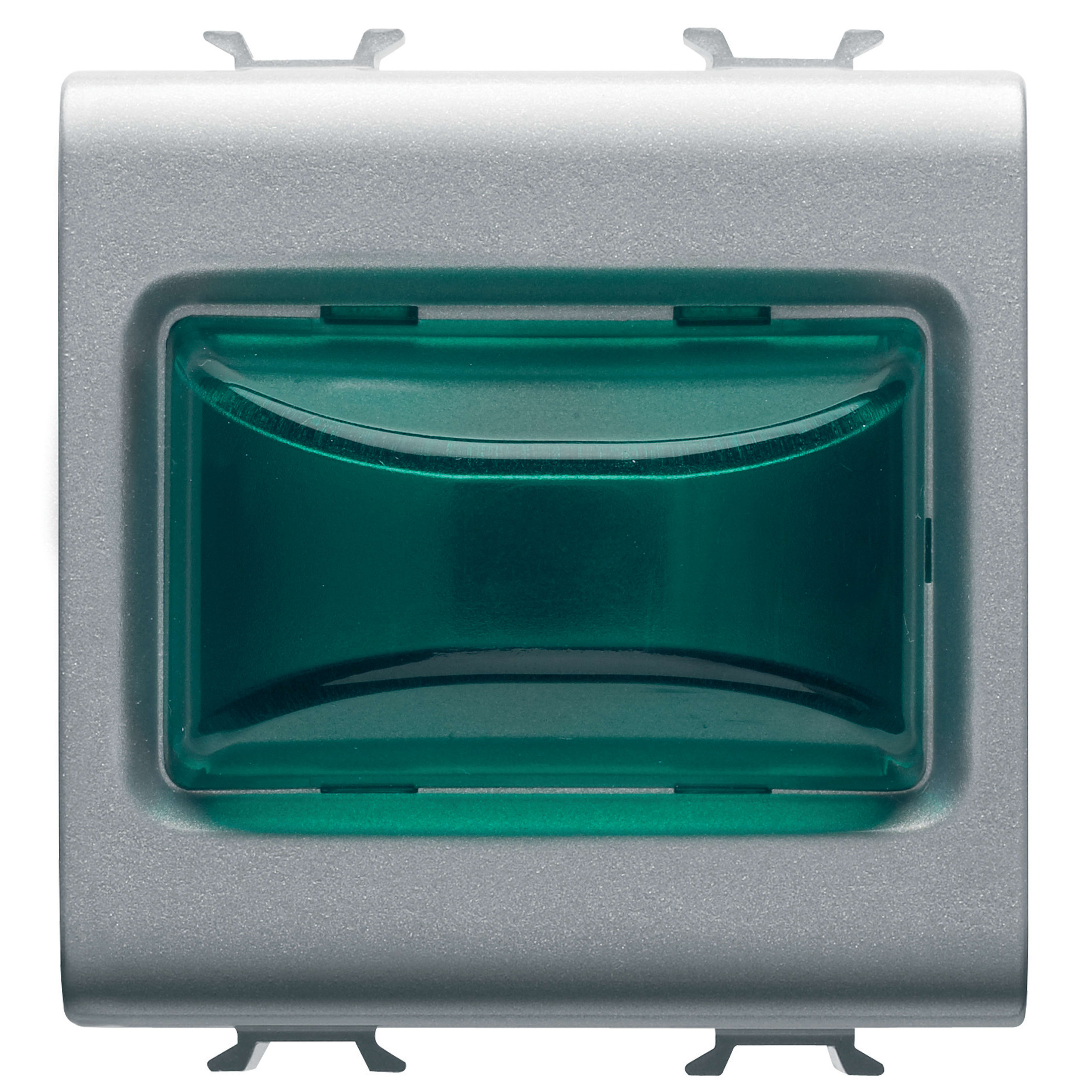 GEWISS - SPIA SPORGENTE - 12V ac/dc / 230V ac 50/60 Hz - VERDE - 2 MODULI - TITANIO - CHORUSMART