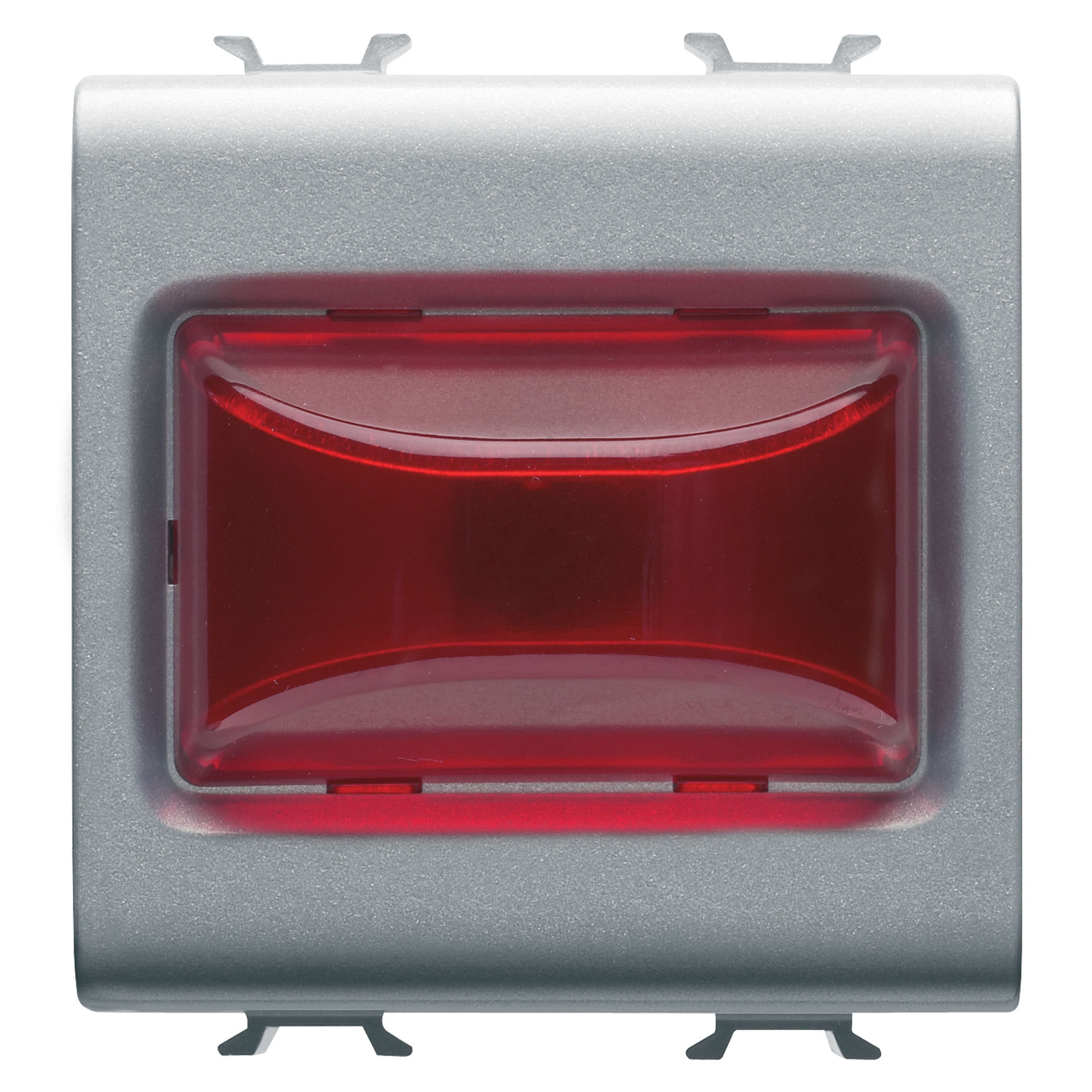 GEWISS - SPIA SPORGENTE - 12V ac/dc / 230V ac 50/60 Hz - ROSSO - 2 MODULI - TITANIO - CHORUSMART